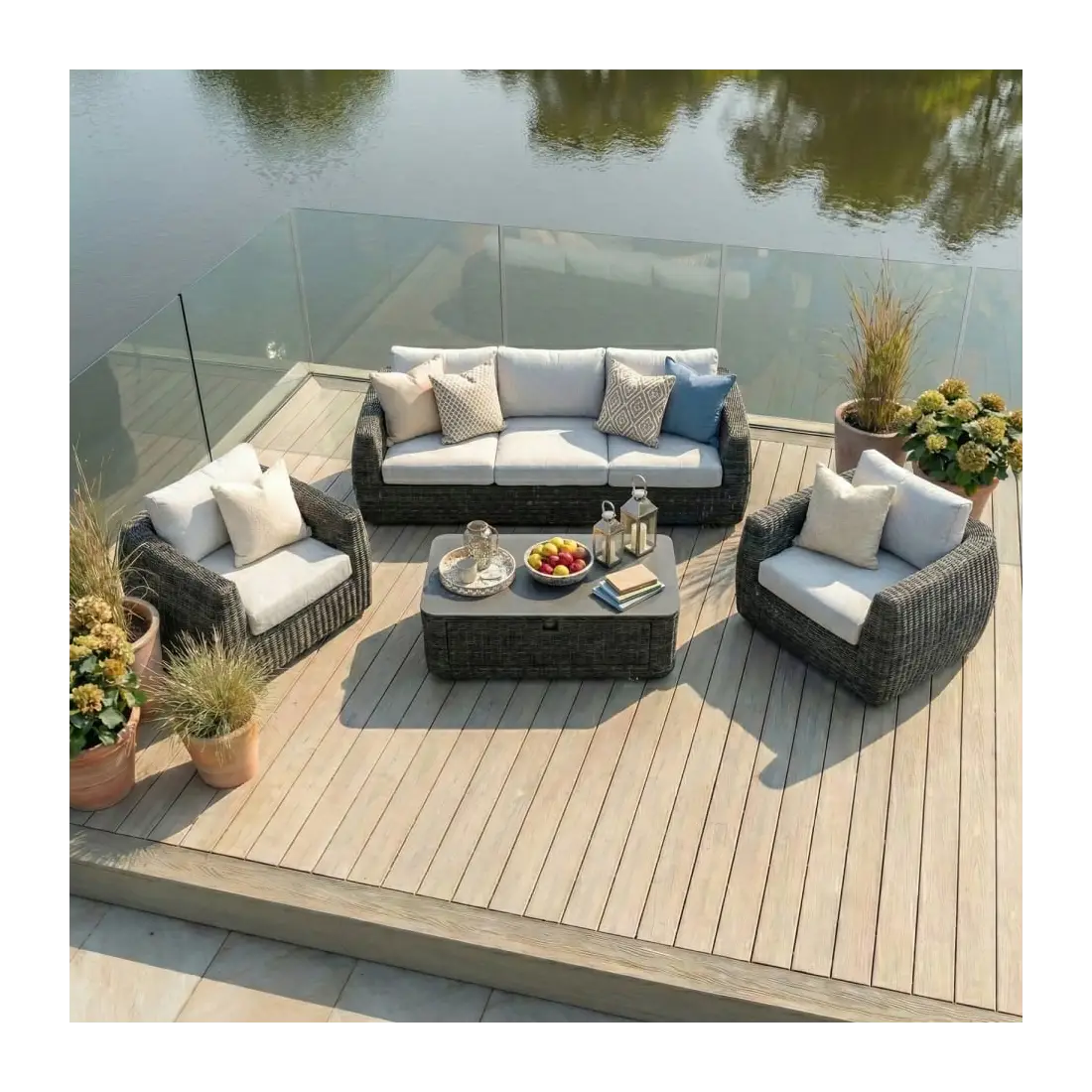 Brodie Rattan 3 Seater Sofa Lounging Set Brodie Rattan 3 Seater Sofa Lounging Set