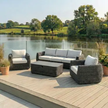 Brodie Rattan 3 Seater Sofa Lounging Set