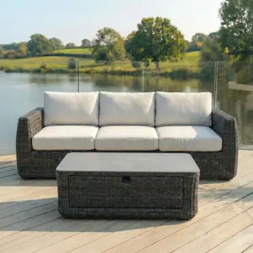 Brodie Rattan 3 Seater Sofa Lounging Set