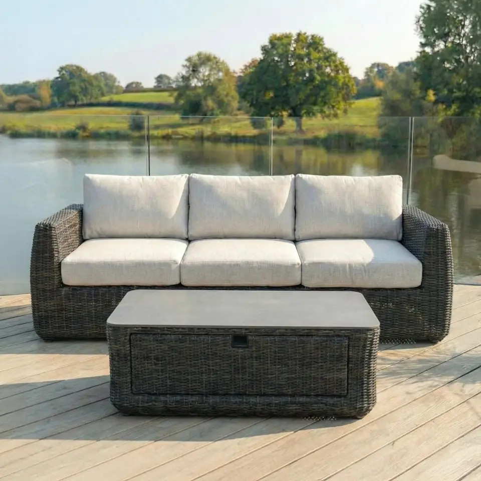 Brodie Rattan 3 Seater Sofa Lounging Set
