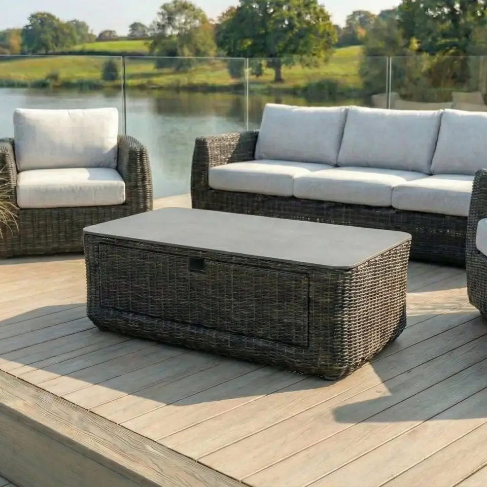 Brodie Rattan 3 Seater Sofa Lounging Set