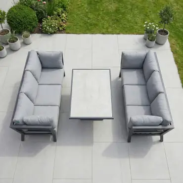 Emerson 3 Seater Sofa Aluminium Dining Set - Adjustable Rising Table