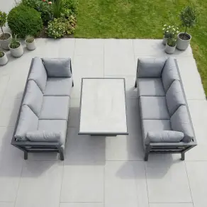 Emerson 3 Seater Sofa Aluminium Dining Set - Adjustable Rising Table