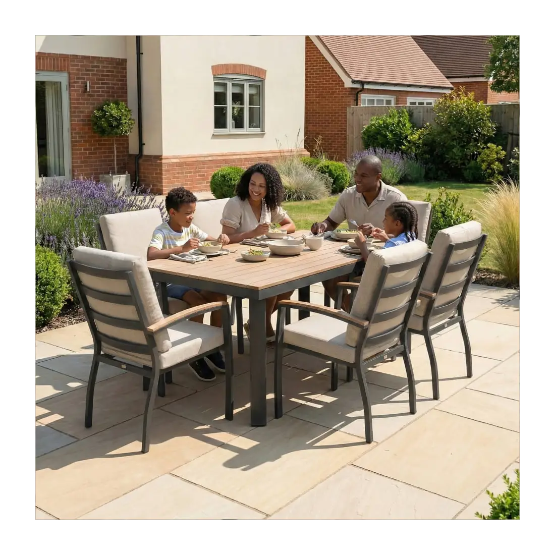 Leah 6 Seat Rectangular Aluminium Dining Set Leah 6 Seat Rectangular Aluminium Dining Set