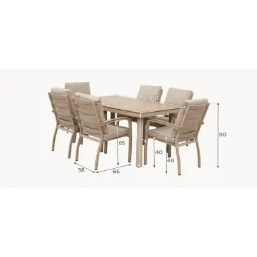 Leah 6 Seat Rectangular Aluminium Dining Set