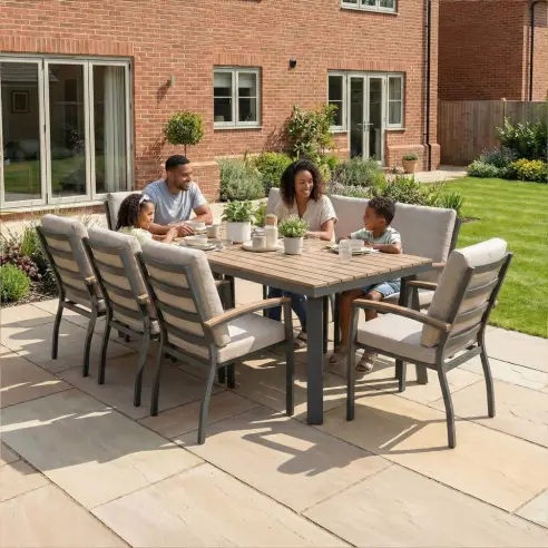 Leah 8 Seat Rectangular Aluminium Dining Set Leah 8 Seat Rectangular Aluminium Dining Set