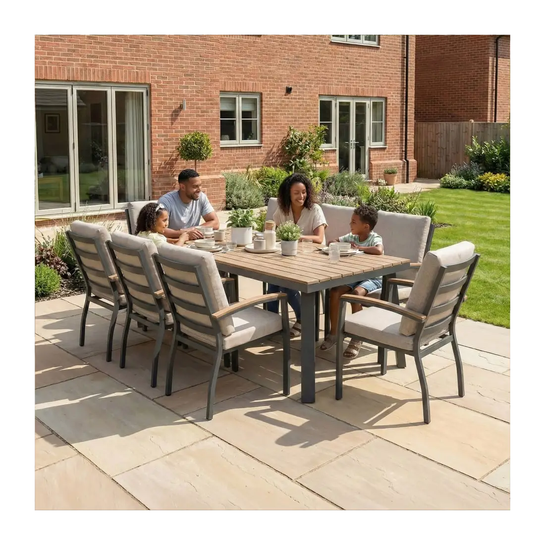 Leah 8 Seat Rectangular Aluminium Dining Set Leah 8 Seat Rectangular Aluminium Dining Set