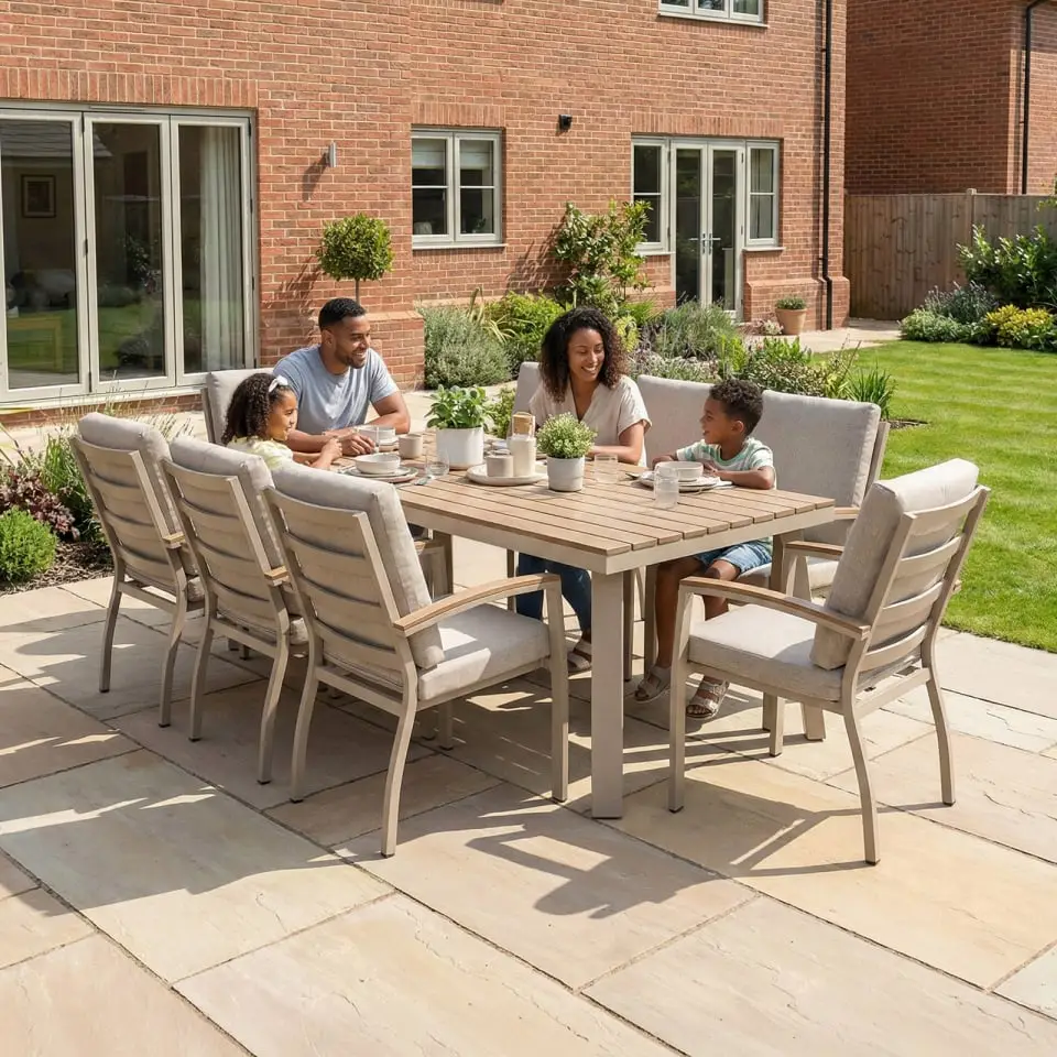 Leah 8 Seat Rectangular Aluminium Dining Set