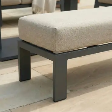 Leah 3 Seater Aluminium Dining with 2 Armchairs & Bench - Adjustable Rising Table