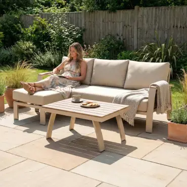 Leah Aluminium 3 Seater Chaise Sofa Lounging Set