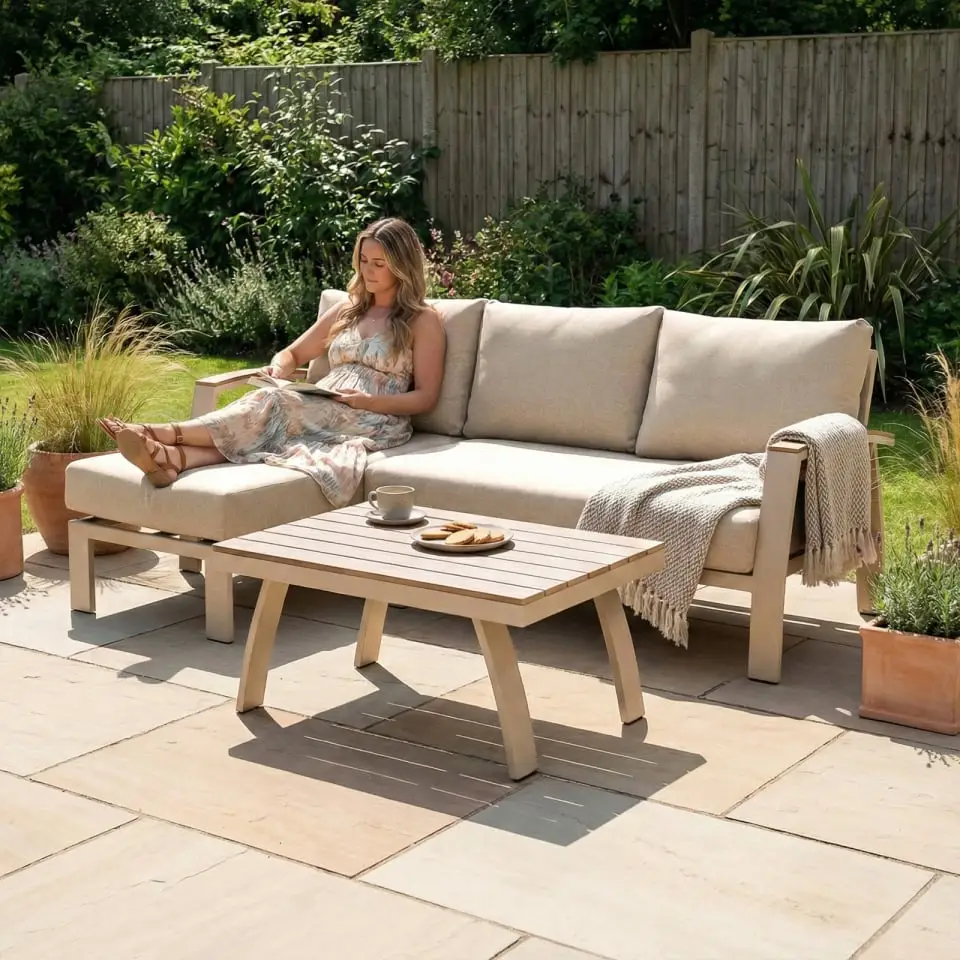Leah Aluminium 3 Seater Chaise Sofa Lounging Set