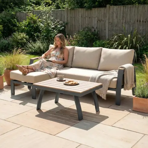 Leah Aluminium 3 Seater Chaise Sofa Lounging Set Leah Aluminium 3 Seater Chaise Sofa Lounging Set