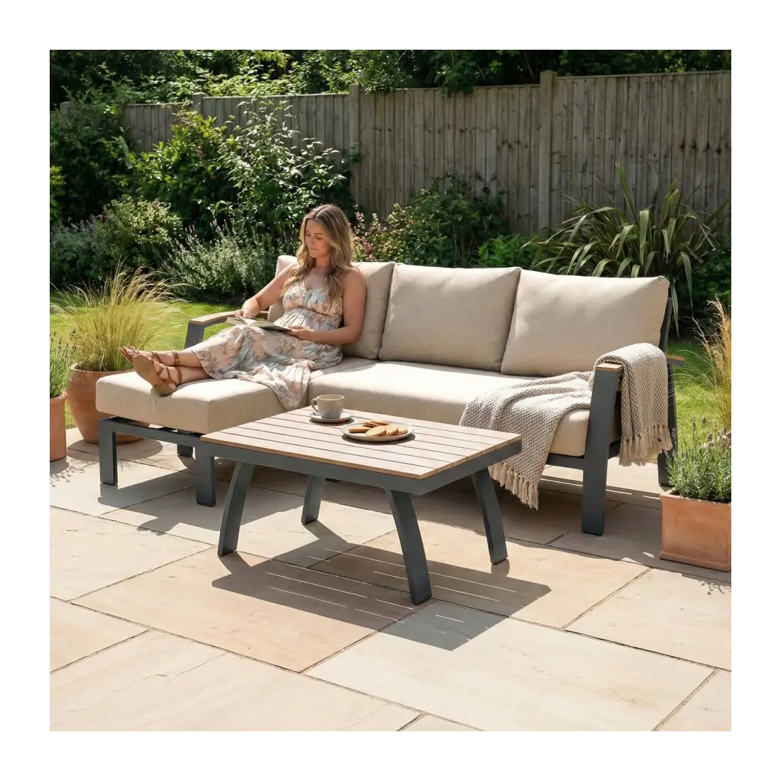 Leah Aluminium 3 Seater Chaise Sofa Lounging Set Leah Aluminium 3 Seater Chaise Sofa Lounging Set