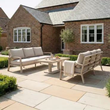 Leah 3 Seater Sofa Suite Aluminium Dining - Adjustable Rising Table