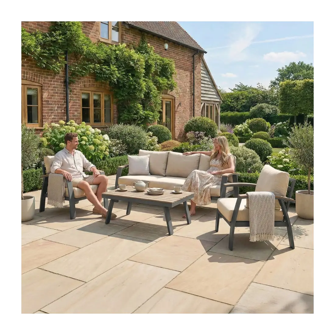 Leah Aluminium 3 Seater Sofa Lounging Set