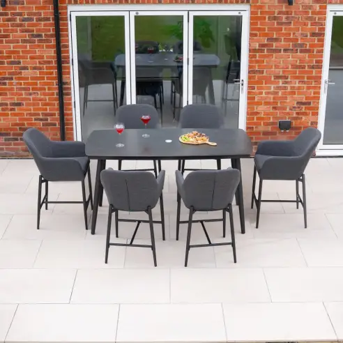 Ally 6 Seat Fabric Aluminium High Dining Set - Rectangular Table Ally 6 Seat Fabric Aluminium High Dining Set - Rectangular Table