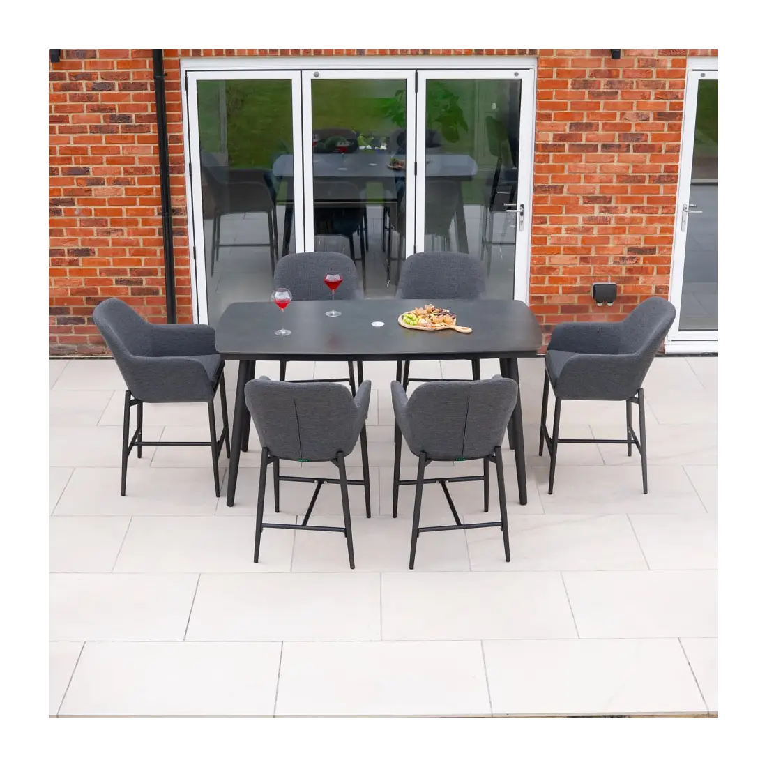 Ally 6 Seat Fabric Aluminium High Dining Set - Rectangular Table Ally 6 Seat Fabric Aluminium High Dining Set - Rectangular Table