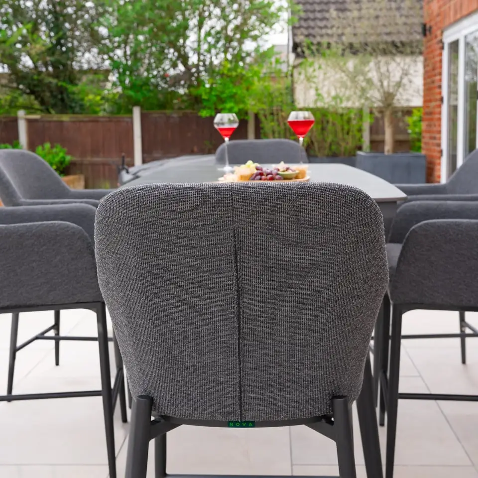 Ally 6 Seat Fabric Aluminium High Dining Set - Rectangular Table