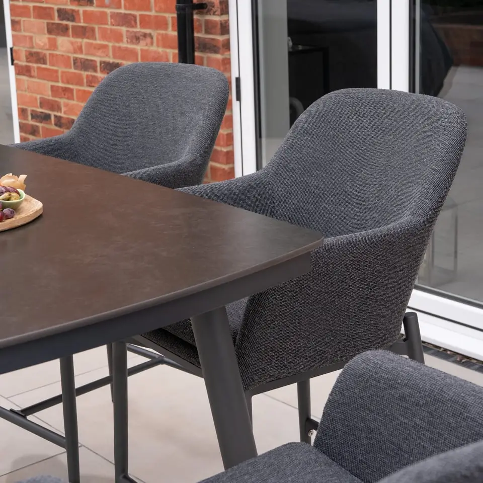 Ally 6 Seat Fabric Aluminium High Dining Set - Rectangular Table