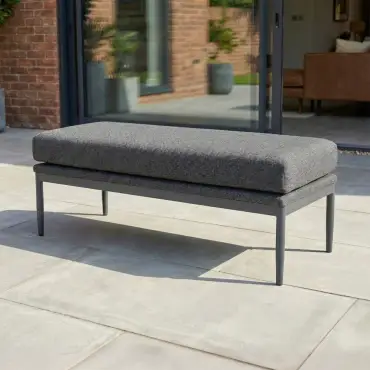 Ally Corner Fabric Aluminium Dining Set with Bench & Stool - Adjustable Rising Table in Graphite Grey