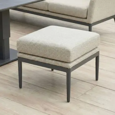 Ally Corner Fabric Aluminium Dining Set with Bench & Stool - Adjustable Rising Table in Oatmeal