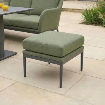 Ally Corner Fabric Aluminium Dining Set with Bench & Stool - Adjustable Rising Table in Green