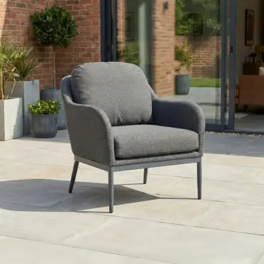 Ally Corner Fabric Aluminium Dining Set with Armchair & Bench - Adjustable Rising Table in Graphite Grey