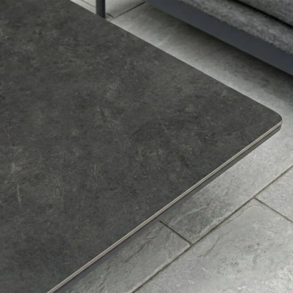 Ally Corner Fabric Aluminium Dining Set with Armchair & Bench - Adjustable Rising Table in Graphite Grey