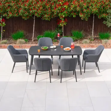 Ally 6 Seat Fabric Aluminium Dining Set - Rectangular Table