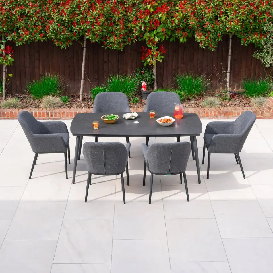 Ally 6 Seat Fabric Aluminium Dining Set - Rectangular Table