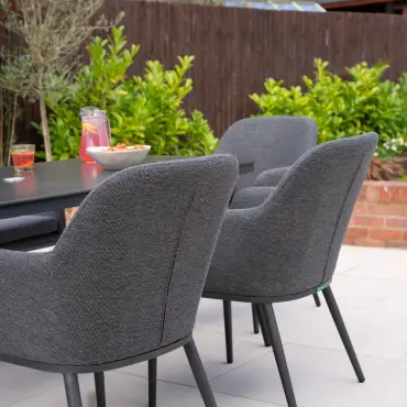 Ally 6 Seat Fabric Aluminium Dining Set - Rectangular Table