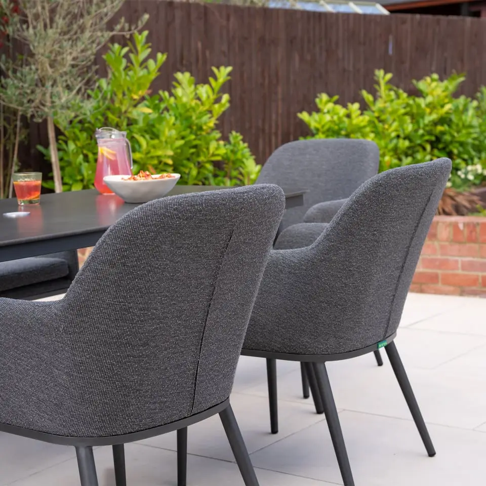 Ally 6 Seat Fabric Aluminium Dining Set - Rectangular Table