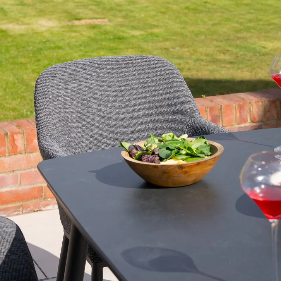 Ally 6 Seat Fabric Aluminium Dining Set - Rectangular Table