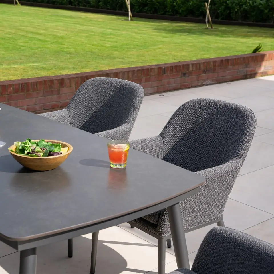 Ally 6 Seat Fabric Aluminium Dining Set - Rectangular Table