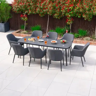 Ally 8 Seat Fabric Aluminium Dining Set - Rectangular Table