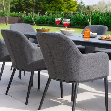 Ally 8 Seat Fabric Aluminium Dining Set - Rectangular Table