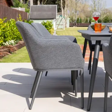 Ally 8 Seat Fabric Aluminium Dining Set - Rectangular Table