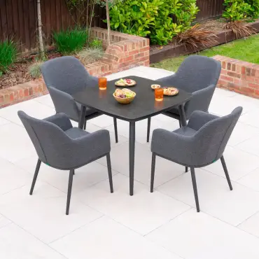 Ally 4 Seat Fabric Aluminium Dining Set - Square Table