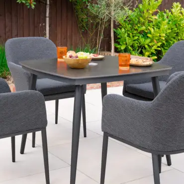 Ally 4 Seat Fabric Aluminium Dining Set - Square Table