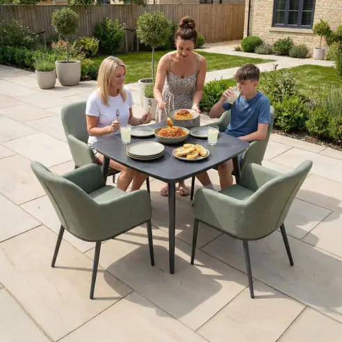 Ally 4 Seat Fabric Aluminium Dining Set - Square Table Ally 4 Seat Fabric Aluminium Dining Set - Square Table