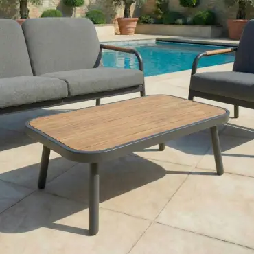 Piper Aluminium Wood Look 2 Seater Sofa Lounging Set
