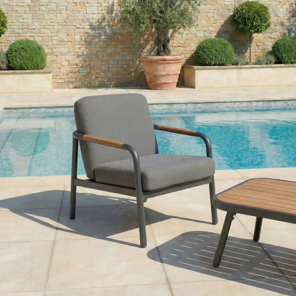Piper Aluminium Wood Look 2 Seater Sofa Lounging Set