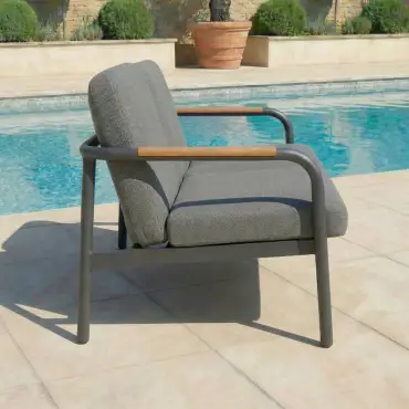 Piper Aluminium Wood Look 2 Seater Sofa Lounging Set