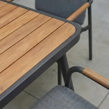Piper 8 Seat Aluminium Wood Looking Dining Set - Rectangular Table