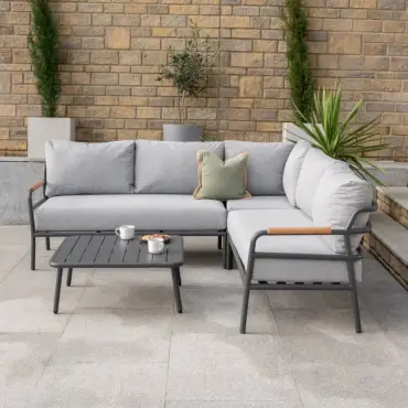 Piper Aluminium Wood Corner Sofa Lounging Set