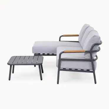 Piper Aluminium 3 Seater Right Handed Chaise Sofa Set