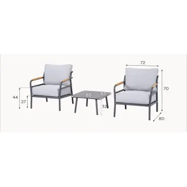 Piper Aluminium 3 Piece Lounging Set