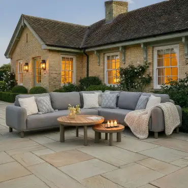 Fabric Sicily Corner Sofa Set & Round Tables