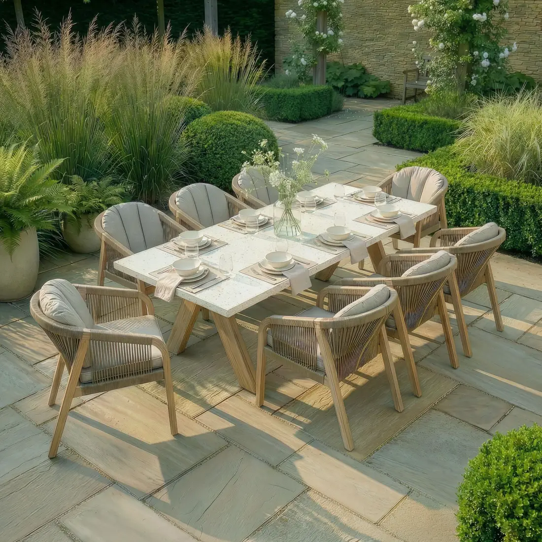 Antigua Rope Weave 8 Seat Rectangular Dining Set Antigua Rope Weave 8 Seat Rectangular Dining Set
