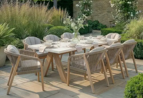 Antigua Rope Weave 8 Seat Rectangular Dining Set